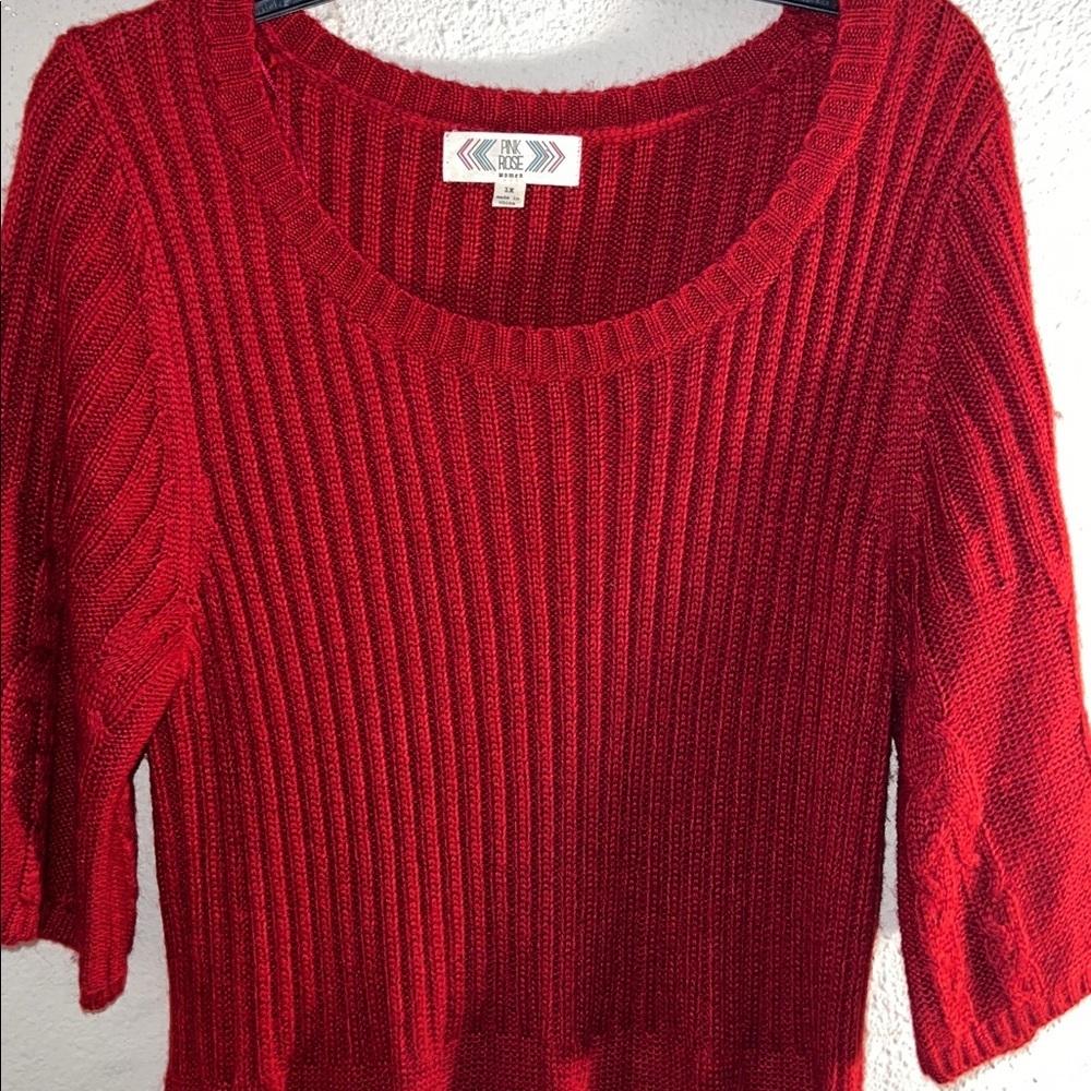 Pink Rose Vibrant Red Knit Sweater Dress